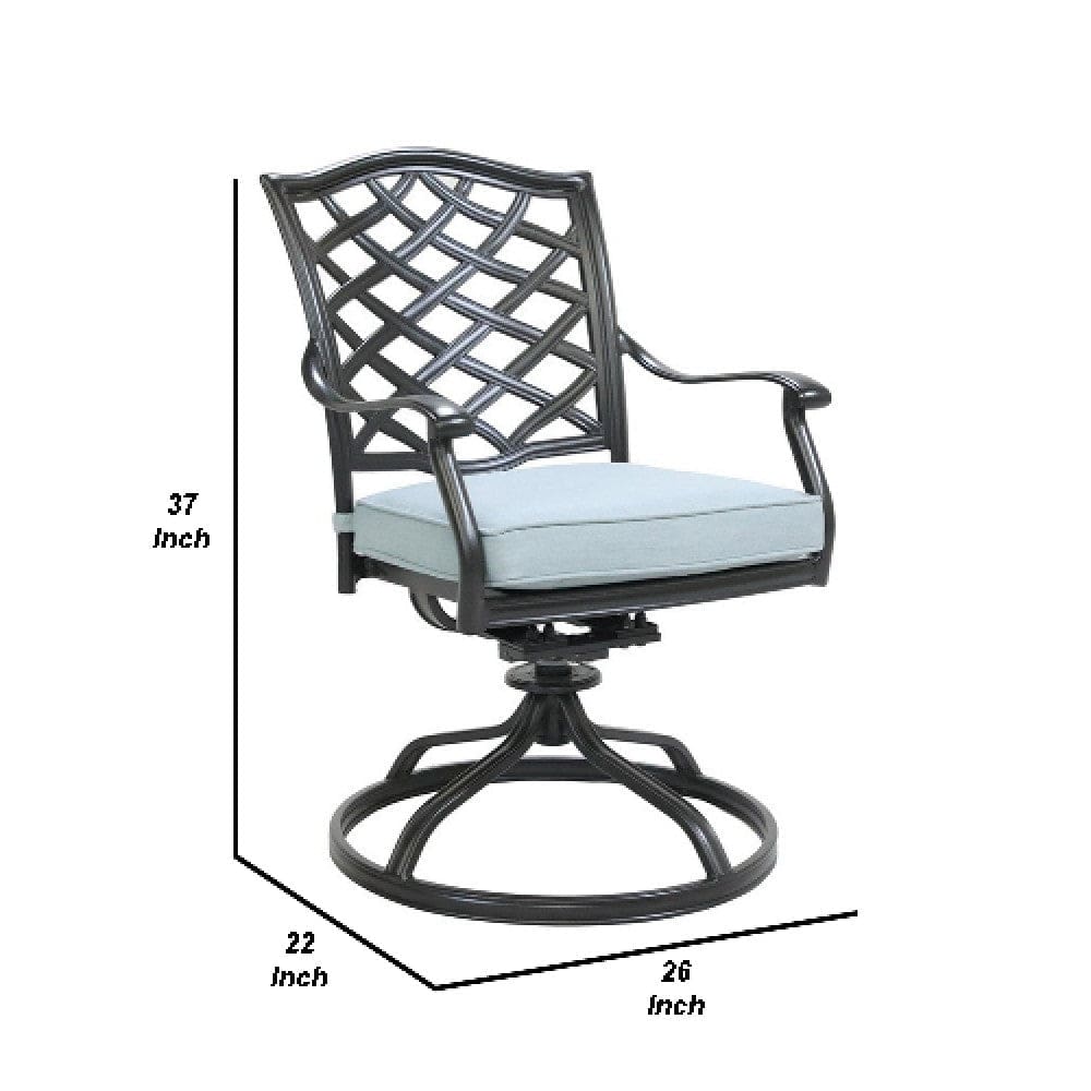 Wynn Outdoor Metal Dining Swivel Chair Set of 2 Light Blue By Casagear Home BM272235