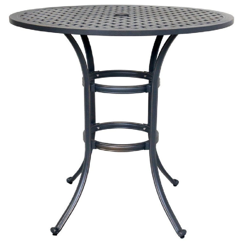 40 Inch Outdoor Patio Round Bar Table Lattice Pattern Black By Casagear Home BM272241