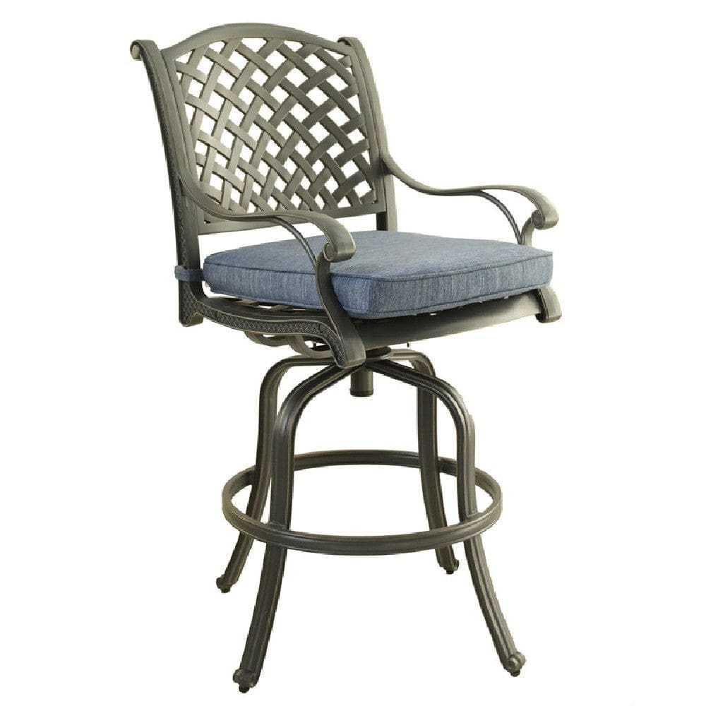 28 Inch Outdoor Patio Metal Bar Stool, Set of 2, Blue By Casagear Home
