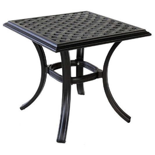 22 Inch Wynn Outdoor Patio Metal End Table, Pattern Top, Black By Casagear Home