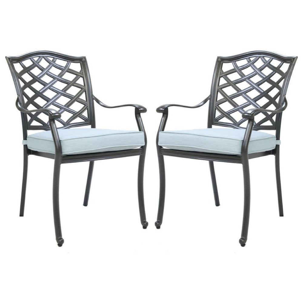 Wynn Outdoor Patio Metal Dining Chair, Set of 2, Light Blue By Casagear Home