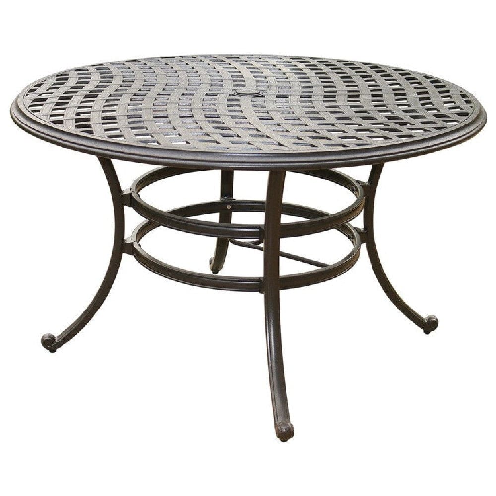49 Inch Wynn Outdoor Patio Round Open Metal Dining Table, Black By Casagear Home