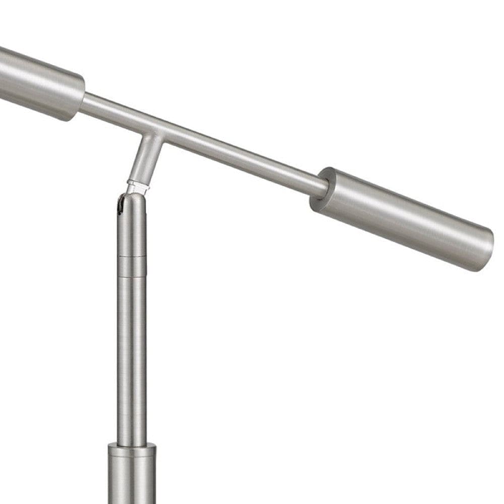 16 Inch Adjustable LED Office Desk Lamp 2 USB Ports Silver By Casagear Home BM272313