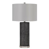 Table Lamp | 27" | Faux Leather Wrap | Dimmer | Gray Ceramic