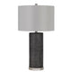 Table Lamp | 27" | Faux Leather Wrap | Dimmer | Gray Ceramic