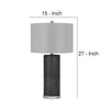 27 Inch Ceramic Table Lamp Faux Leather Wrapped Dimmer Gray By Casagear Home BM272316