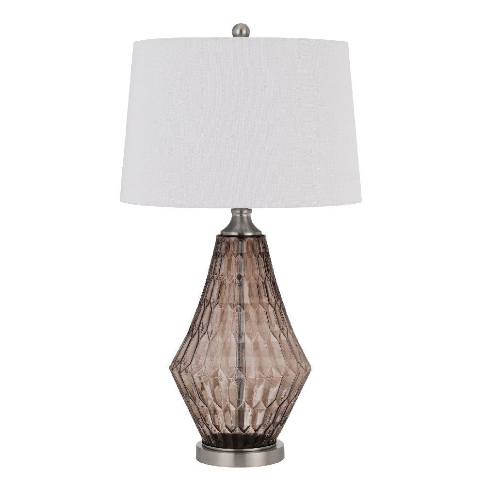 Table Lamp | 31" | Glass | Geometric Base | Dimmer | Brown