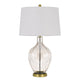 Table Lamp | 29" | Glass | Round Base | Dimmer | Clear & Brass