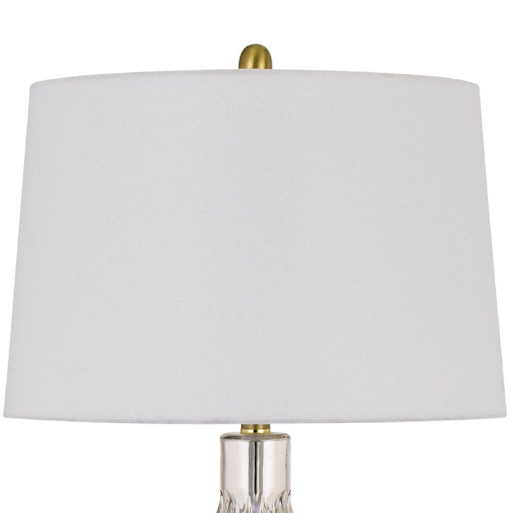 29 Inch Glass Table Lamp with Dimmer Round Clear and Brass By Casagear Home BM272318