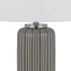 29 Inch Ceramic Curved Table Lamp with Stripes Dimmer Gray By Casagear Home BM272340