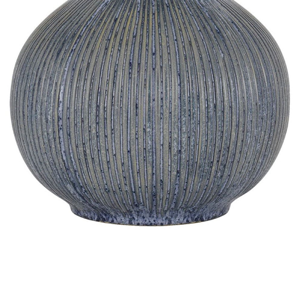 25 Inch Onion Table Lamp with Ribbed Texture and Dimmer Gray By Casagear Home BM272342