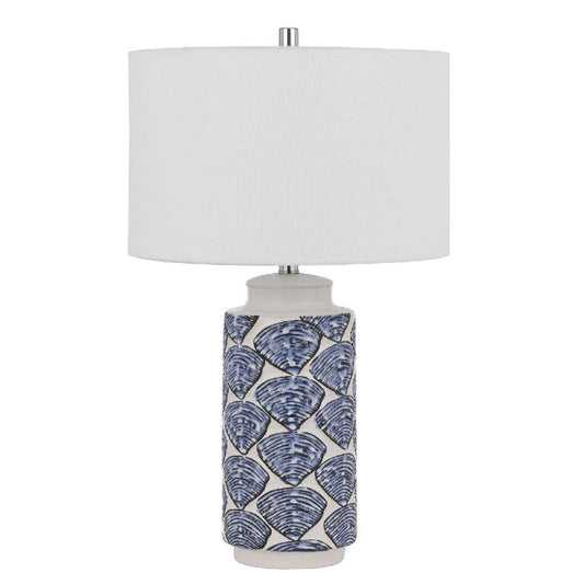 Table Lamp | 27" | Coastal Ceramic | Sea Shells | Dimmer | Blue