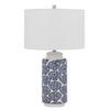 Table Lamp | 27" | Coastal Ceramic | Sea Shells | Dimmer | Blue