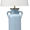 21 Inch Ceramic Table Lamp with Handles White and Blue By Casagear Home BM272365