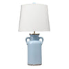 21 Inch Ceramic Table Lamp with Handles, White and Blue By Casagear Home