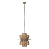 Pendant Chandelier | 24" Diameter | Rattan | Natural Brown & Brass