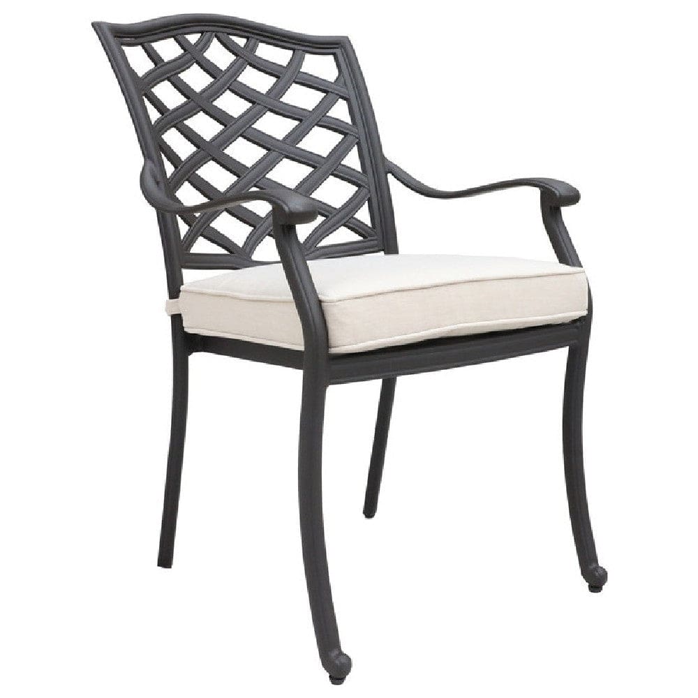 37 Inch Wynn Outdoor Patio Dining Chair, Cushioned Seat, Beige By Casagear Home