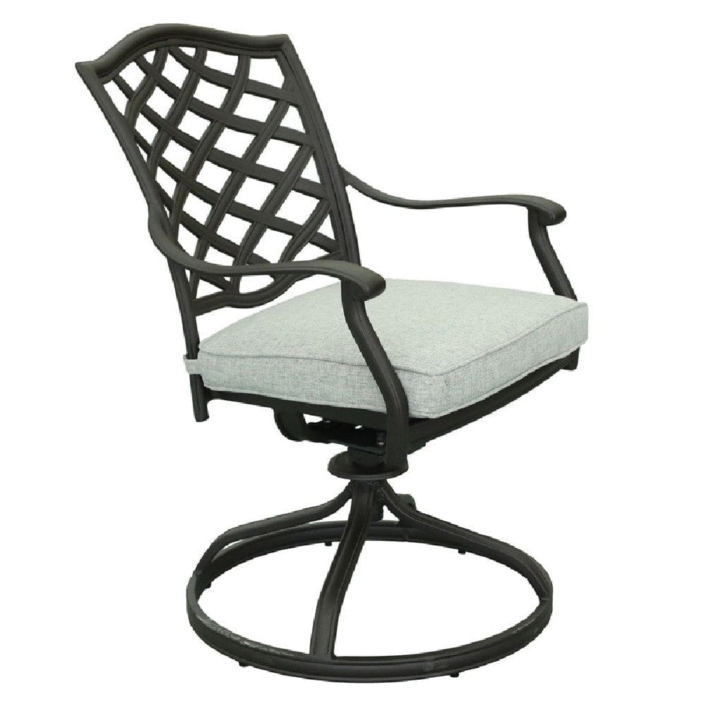 37 Inch Wynn Swivel Patio Dining Chair, Cushioned Seat, Gray By Casagear Home