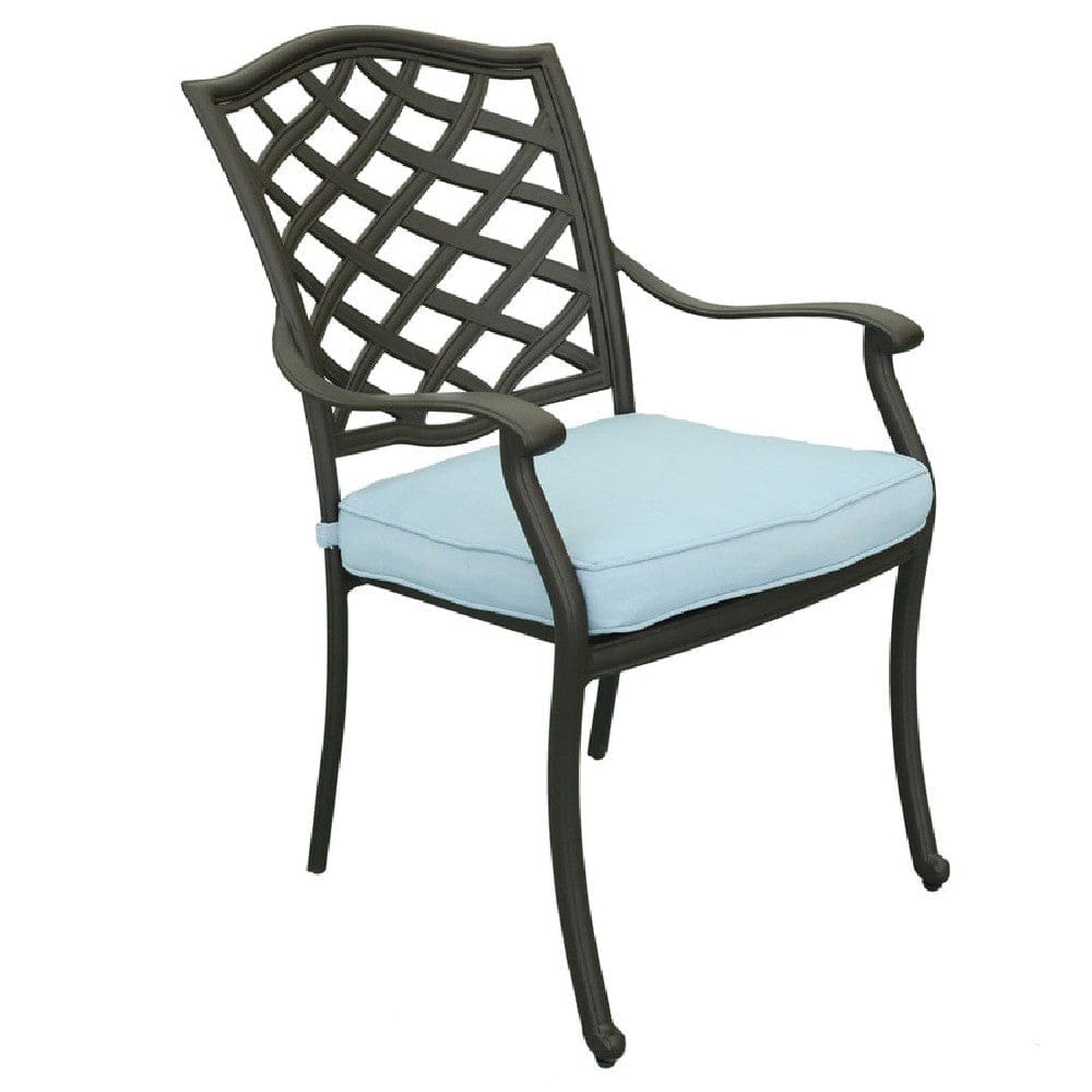37 Inch Wynn Patio Dining Chair, Cushioned Seat, Blue By Casagear Home