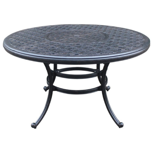 52 Inch Outdoor Round Metal Patio Dining Table, Dark Bronze By Casagear Home