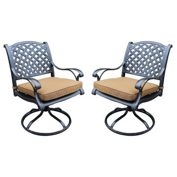 Outdoor Dining Chair | 27" Swivel | Set of 2 | Brown
