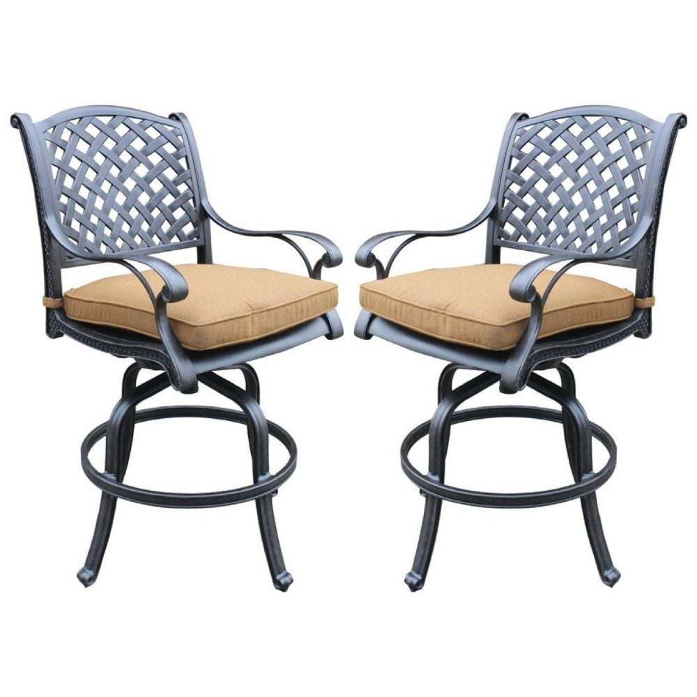 Outdoor Barstool | 49" Swivel | Set of 2 | Brown