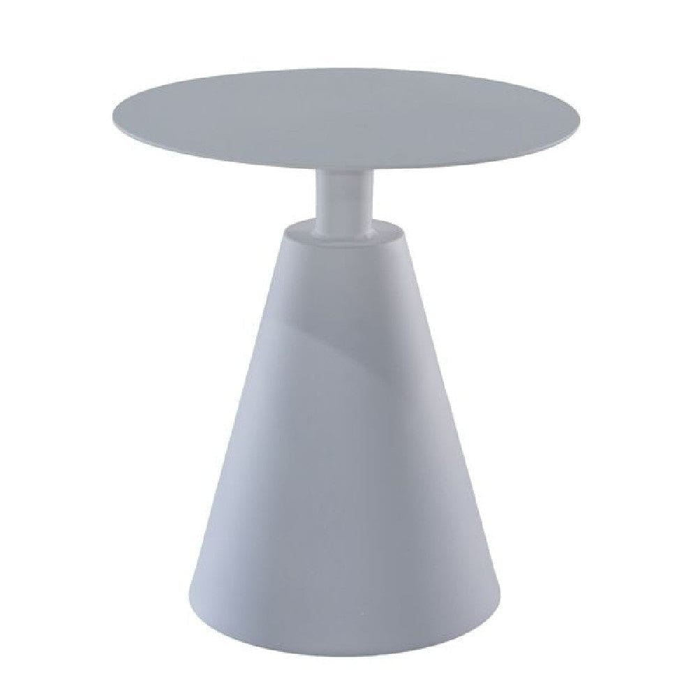 22 Inch Outdoor, Aluminum Side Table with Cone Shaped Base, White By Casagear Home