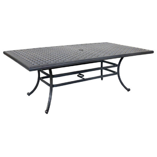86 Inch Large Outdoor Patio Metal Lattice Dining Table, Black By Casagear Home