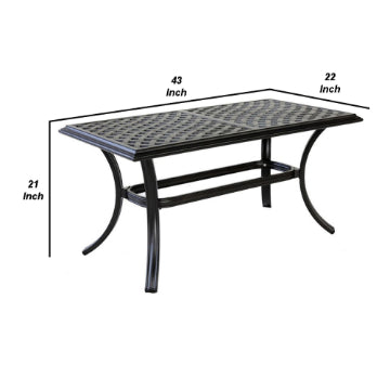 43 Inch Wynn Outdoor Metal Coffee Table Pattern Top Black By Casagear Home BM272517