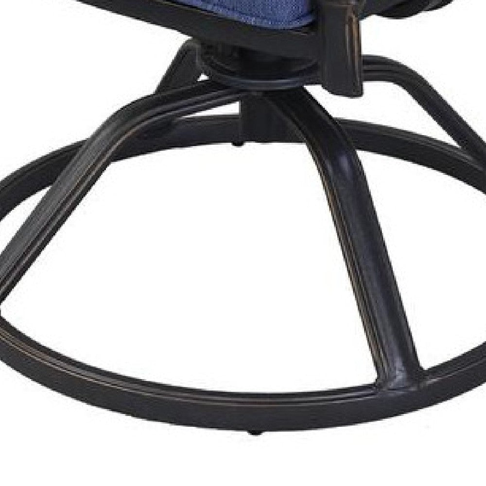 26 Inch Arbor Metal Patio Swivel Outdoor Dining Chair with Cushion Set of 2 Blue By Casagear Home BM272941