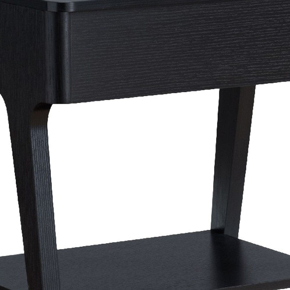 22 Inch Edward End Table with Lift Top and Bottom Shelf Black By Casagear Home BM273002