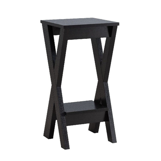 24 Inch Plant Stand with X Shaped Legs and Open Shelf, Small, Dark Brown By Casagear Home