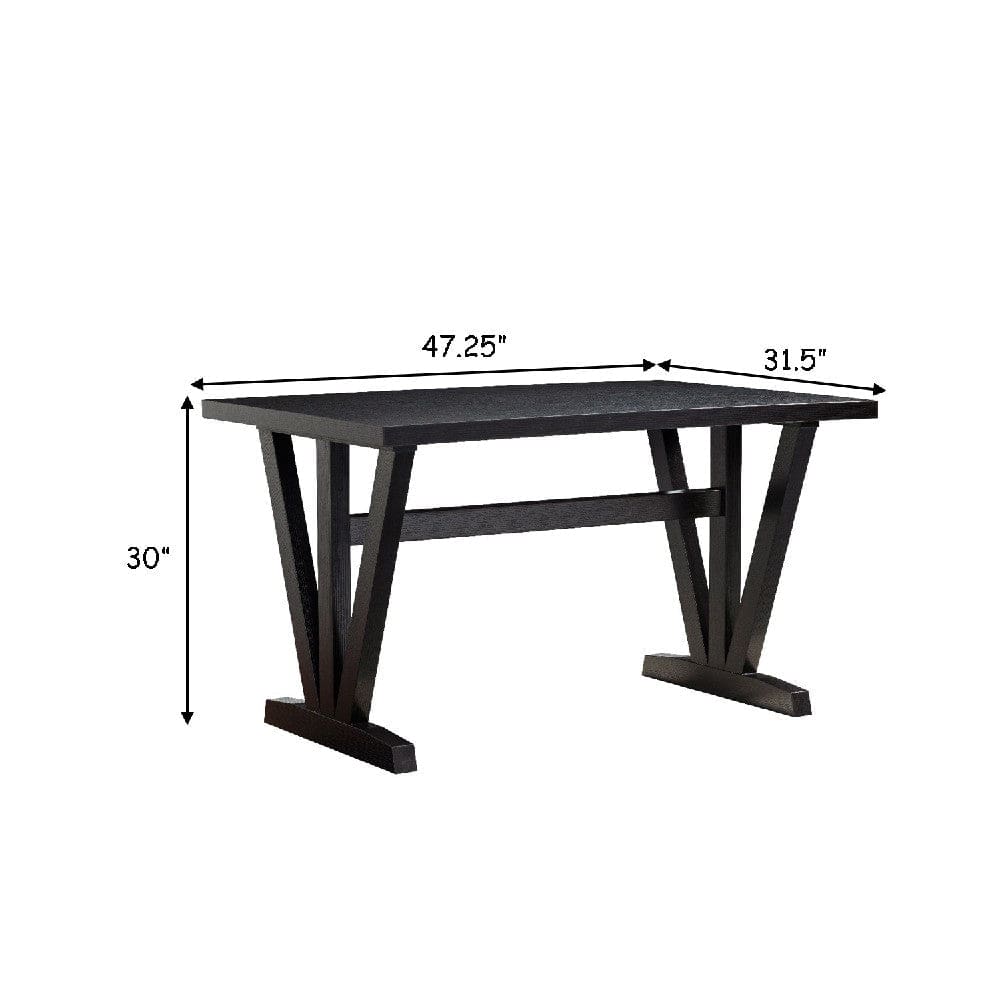 47 Inch Ethan Collection Wood Dining Table V Shaped Legs Trestle Dark Brown By Casagear Home BM273022