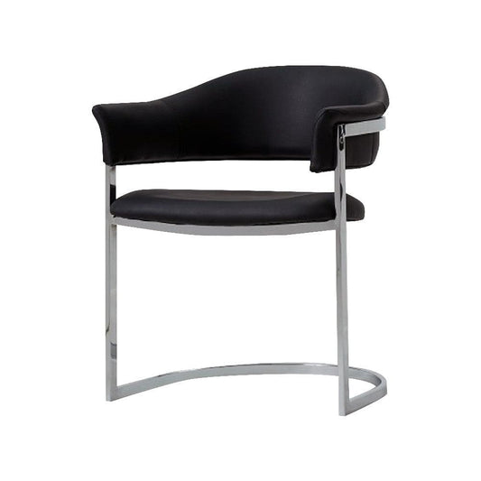 Ava Dining Chair | Metal Cantilever Base | Black Faux Leather | Chrome