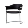 Ava Dining Chair | Metal Cantilever Base | Black Faux Leather | Chrome