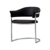 Ava Modern Dining Chair, Metal Cantilever Base, Black Faux Leather, Chrome By Casagear Home