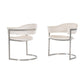 Ava Modern Dining Chair, Metal Cantilever Base, White Faux Leather, Chrome By Casagear Home