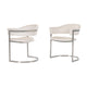 Ava Modern Dining Chair, Metal Cantilever Base, White Faux Leather, Chrome By Casagear Home