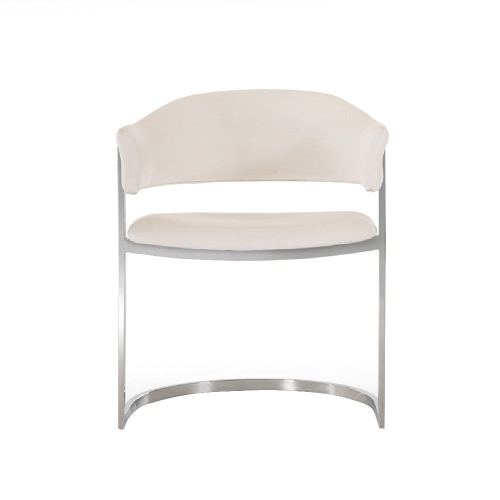 Ava Modern Dining Chair Metal Cantilever Base White Faux Leather Chrome By Casagear Home BM273072