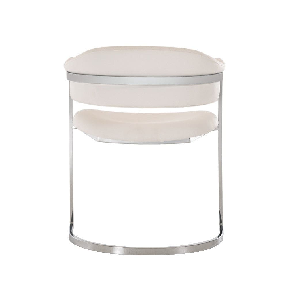Ava Modern Dining Chair Metal Cantilever Base White Faux Leather Chrome By Casagear Home BM273072