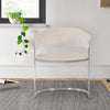 Ava Dining Chair | Metal Cantilever Base | White Faux Leather | Chrome