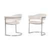 Ava Modern Dining Chair, Metal Cantilever Base, White Faux Leather, Chrome By Casagear Home