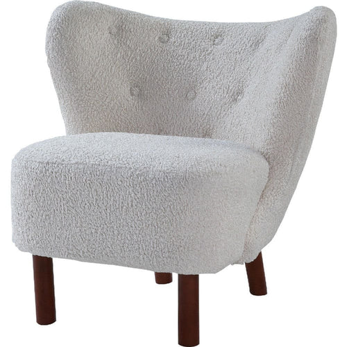 Wingback Accent Chair | 34" | Tufted Teddy Sherpa | White