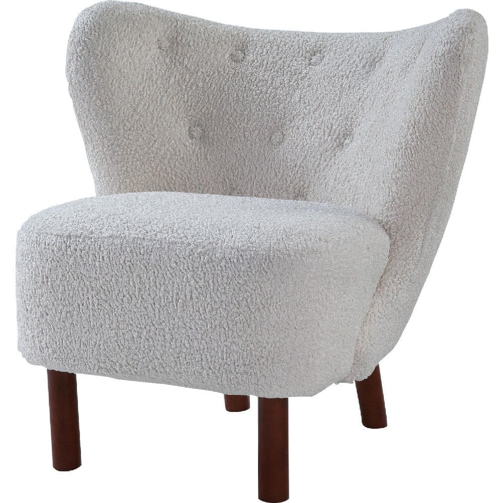 34 Inch Modern Tufted Wingback Accent Chair, Teddy Sherpa Fabric, White By Casagear Home