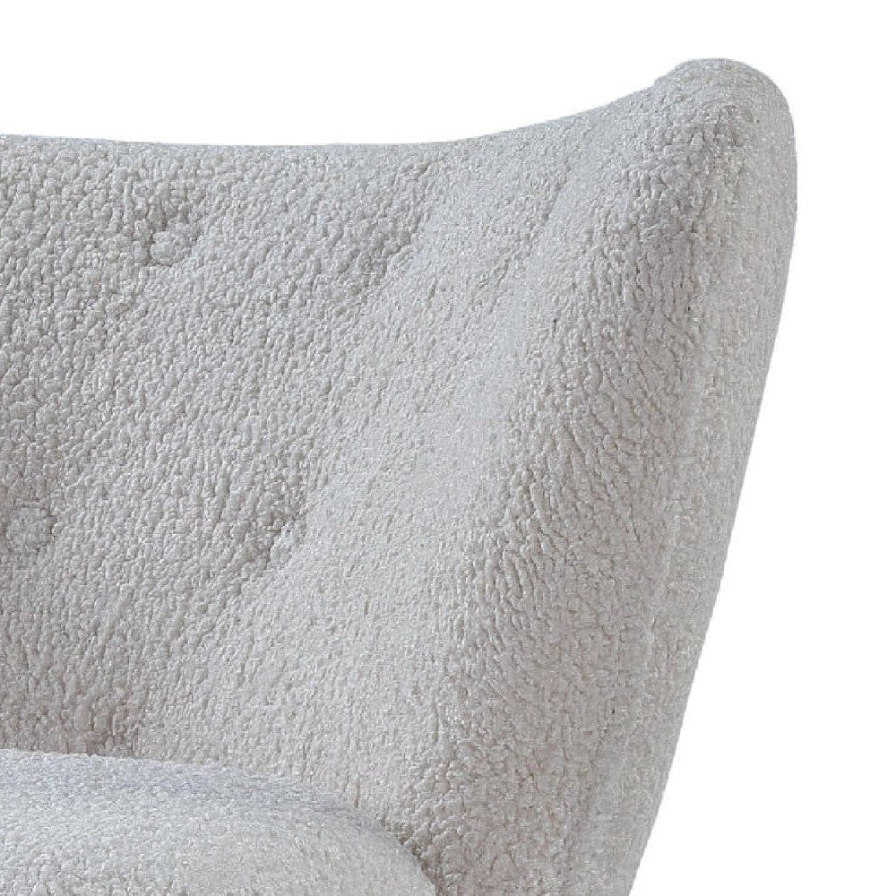 34 Inch Modern Tufted Wingback Accent Chair Teddy Sherpa Fabric White By Casagear Home BM273226