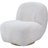 27 Inch Teddy Sherpa Fabric Curved Accent Chair, Swivel Function, White By Casagear Home