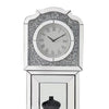 63 Inch Doe Mirrored Grandfather Clock 3 Shelves Ornate Design Silver By Casagear Home BM273252