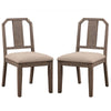 Yu 36 Inch Acacia Wood Dining Chair, Slat Back, Set of 2, Weathered Brown By Casagear Home