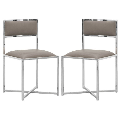 Eun Dining Chair | Faux Leather | Set of 2 | Gray