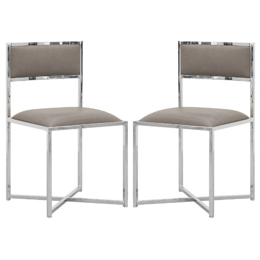 Eun Dining Chair | Faux Leather | Set of 2 | Gray